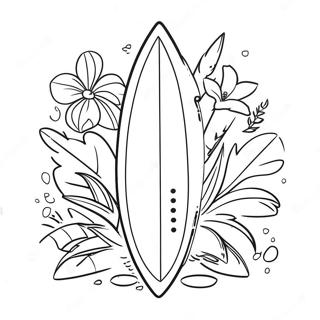 Surfebrett Med Tropiske Blomster Fargeleggingsark 100932-39415