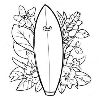 Surfebrett Med Tropiske Blomster Fargeleggingsark 100932-39416