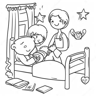 Koselig Overnattingsscene Fargeleggingsside Fargeleggingsider