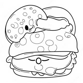 Morsom Sandwich Med Glade Ansikter Fargeleggingsside 10413-2761