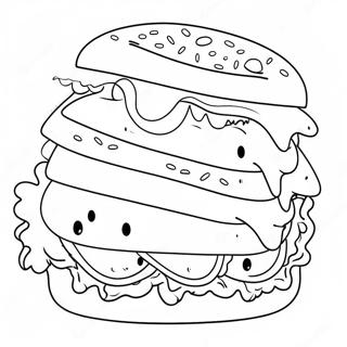 Morsom Sandwich Med Glade Ansikter Fargeleggingsside 10413-2764