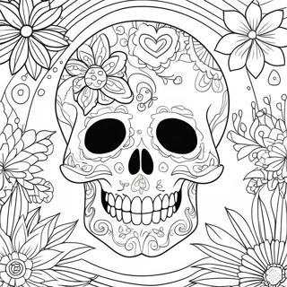 Blomster Hodeskalle Med Hjerte Fargeleggingsark 104793 42531