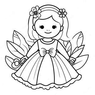 Vakre Blomsterjente I Kjole Fargeleggingsside 104842-42559