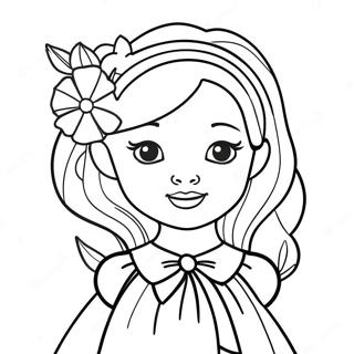 Vakre Blomsterjente I Kjole Fargeleggingsside 104842-42560