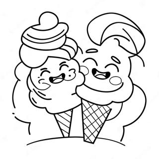 Sott Par Som Deler Iskrem Fargeleggingsside 105486 43074