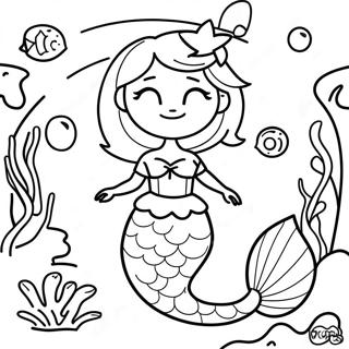 Vakre Elsa Havfrue I Korallrev Fargeleggingsside 107874 44947