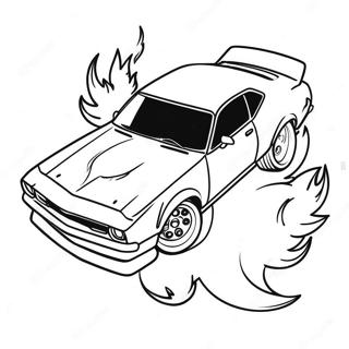 Stilig Driftbil Med Flammer Fargeleggingsside 108285-45263