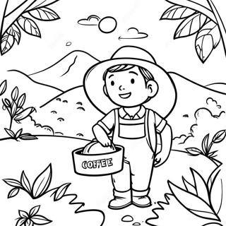 Colombiansk Kaffegard Fargeleggingsside 108645 45542