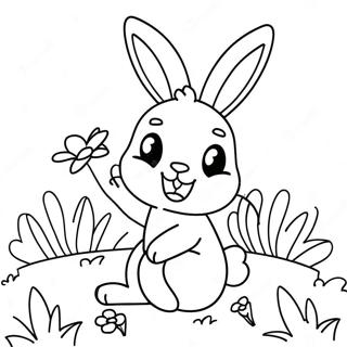 Lekende Solfylt Kanin Med Blomster Fargeleggingsside 108748-45618