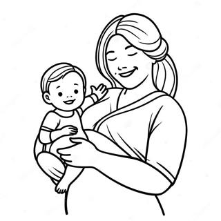 Glad Gravid Mor Som Holder Babybump Fargeleggingsside 109981-46639