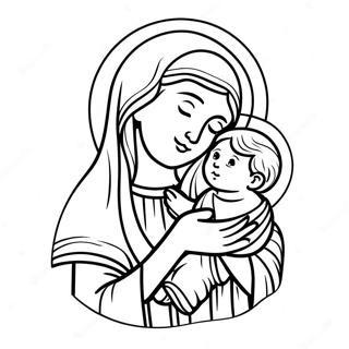Vakre Jomfru Maria Med Baby Jesus Fargeleggingsside 110421-46977