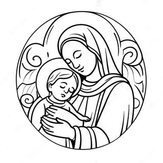 Vakre Jomfru Maria Med Baby Jesus Fargeleggingsside 110421-46978
