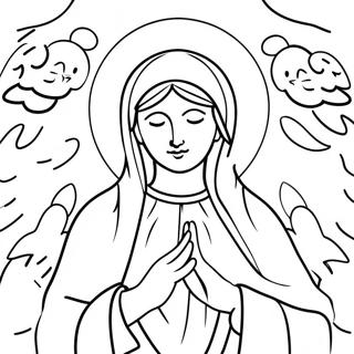 Jomfru Maria Omringet Av Engler Fargeleggingsside 110423 46987