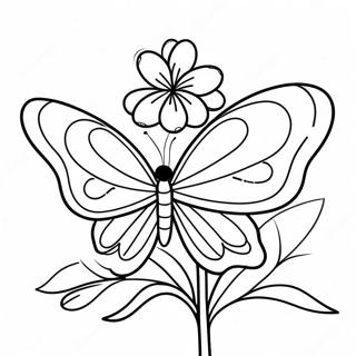 Realistisk Sommerfugl Pa En Blomst Fargeleggingsside 1104-87