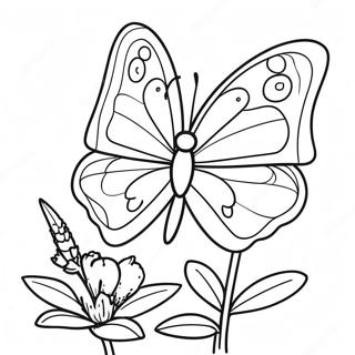 Realistisk Sommerfugl Pa En Blomst Fargeleggingsside 1104-88