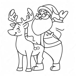 Munter Santa Med Reinsdyr Fargeleggingsside 110807 47291