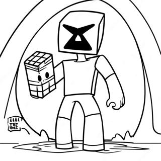 Enderman Holder En Blokk Fargeleggingsark 111270-47667