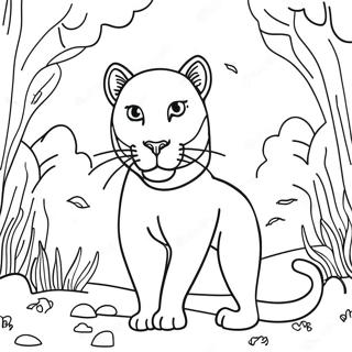 Puma Med Livlig Bakgrunn Fargeleggingsside 113657-49654