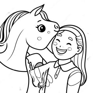 Glad Jente Som Steller Hesten Sin Fargeleggingsside 113760 49736