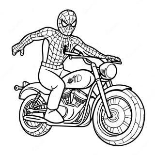Spiderman I Et Superhelt Motorsykkel Eventyr Fargeleggingsside 114376 50210