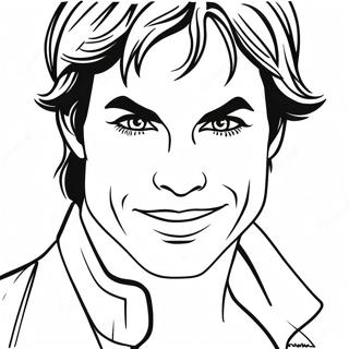 Damon Salvatore Med Fang Fargeleggingsside 115716-51248