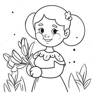 Sot Tante Med Blomster Fargeleggingsside 115871-51366