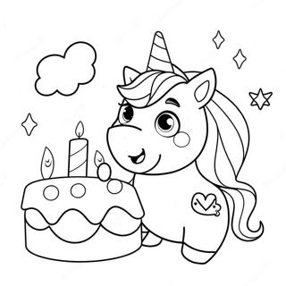 Fargeleggingsside Med Sot Bursdagsenhjorning Med Kake 116313-51713