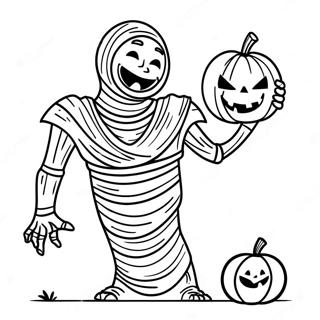 Mumie Holder En Gresskar Fargeleggingsside 117367 52689