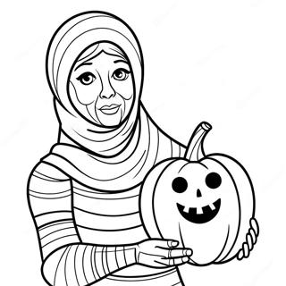 Mumie Holder En Gresskar Fargeleggingsside 117367 52690