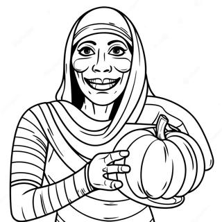 Mumie Holder En Gresskar Fargeleggingsside 117367 52692