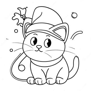 Lekende Julekatt Med Nisselue Fargeleggingsside 118909 53988