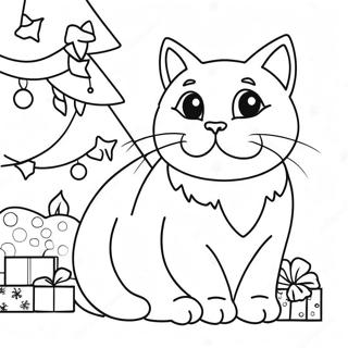 Søt Julekatt Fargeleggingsark