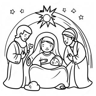 Gledelig Krybbescene Fargeleggingsside 118935-54007