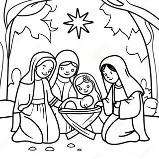 Gledelig Krybbescene Fargeleggingsside 118935-54008