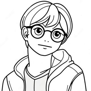 Anime Gutt Med Briller Fargeleggingsside 119039-54093