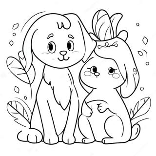 Sote Kjaeledyr Med Eiere Fargeleggingsside 119426 54397