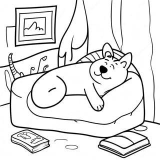Sovnig Kathund Pa En Koselig Seng Fargeleggingsside 120020 54863