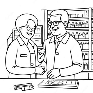 Fargeleggingsside Med Vennlig Apoteker Som Hjelper Pasient 120146-54956