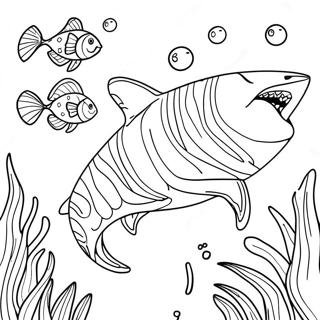 Tigerhai Med Lekne Fisk Fargeleggingsside 121169 55949