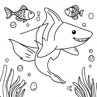Tigerhai Med Lekne Fisk Fargeleggingsside 121169 55950