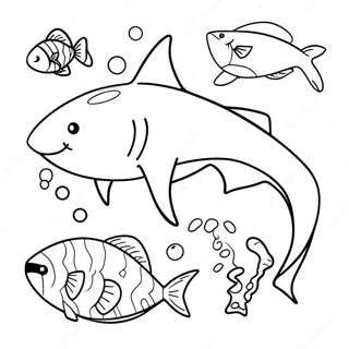 Tigerhai Med Lekne Fisk Fargeleggingsside 121169 55951