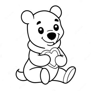 Winnie The Pooh Holder Et Fargerikt Hjerte Fargeleggingsside 121273-56010