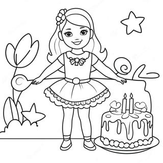 Sot Barbie Bursdagsantrekk Fargeleggingsside 122196 56728