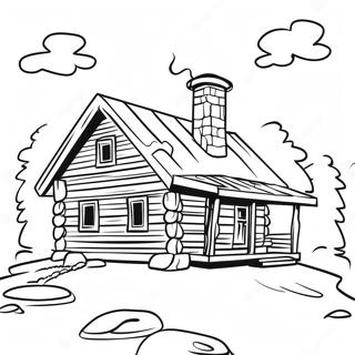 Rustikk Tommerhytte Med Royk Fra Pipa Fargeleggingsark 122735 57198