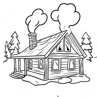 Rustikk Tommerhytte Med Royk Fra Pipa Fargeleggingsark 122735 57199