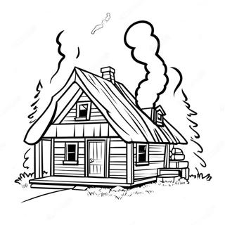 Rustikk Tommerhytte Med Royk Fra Pipa Fargeleggingsark 122735 57200