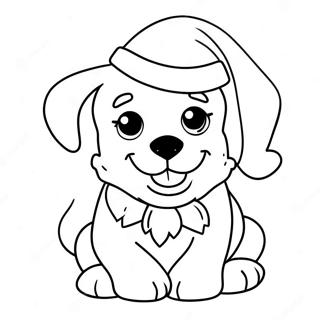 Festlig Valp Med Julehatt Fargeleggingsark 122838 57276