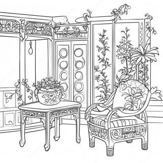 Elegant Chinoiserie Scene Fargeleggingsside 123018-57413