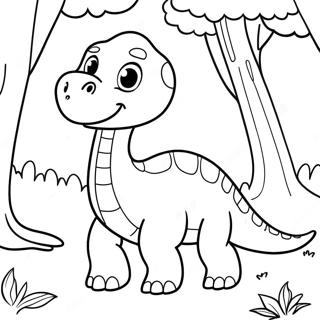 Sot Brontosaurus I En Skog Fargeleggingsside 123507-57793