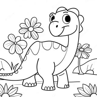 Glad Brontosaurus Med Blomster Fargeleggingsside 123509-57801